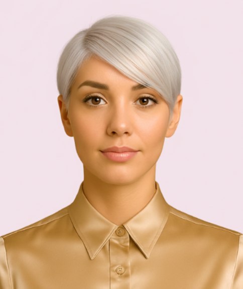 Coupe &agrave; la gar&ccedil;onne platine lisse et &eacute;l&eacute;gant