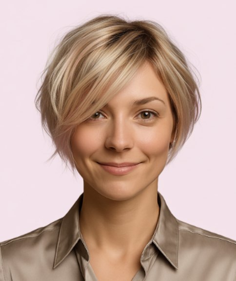 Carr&eacute; blond &eacute;bouriff&eacute; avec d&eacute;grad&eacute;