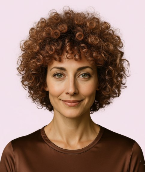 Coiffure jusqu&rsquo;&agrave; la nuque avec boucles volumineuses