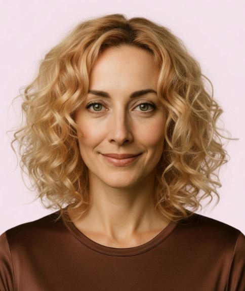 Coiffure mi-longue avec ondulations &eacute;bouriff&eacute;es jusqu&rsquo;aux &eacute;paules