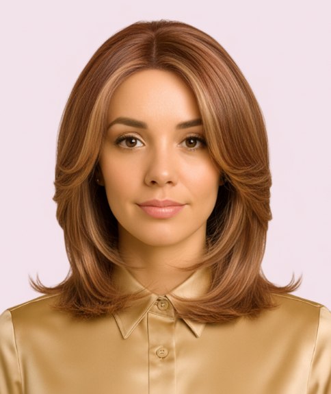 Coiffure mi-longue avec d&eacute;grad&eacute; et mouvement