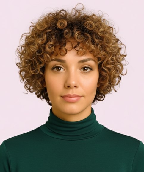 Carr&eacute; boucl&eacute; longueur nuque avec volume et silhouette arrondie