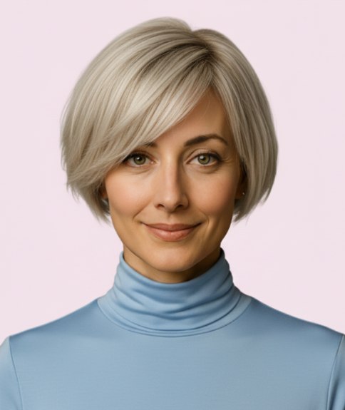 Carr&eacute; blond cendr&eacute; pratique avec d&eacute;grad&eacute;