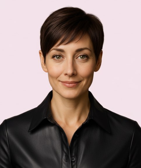 Coupe gar&ccedil;onne, cheveux courts autour des oreilles et plus longs sur le dessus