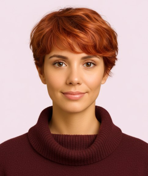 Coiffure courte boucl&eacute;e arrivant au niveau des oreilles