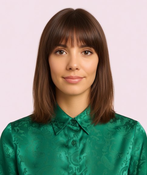 Carr&eacute; long classique avec frange droite