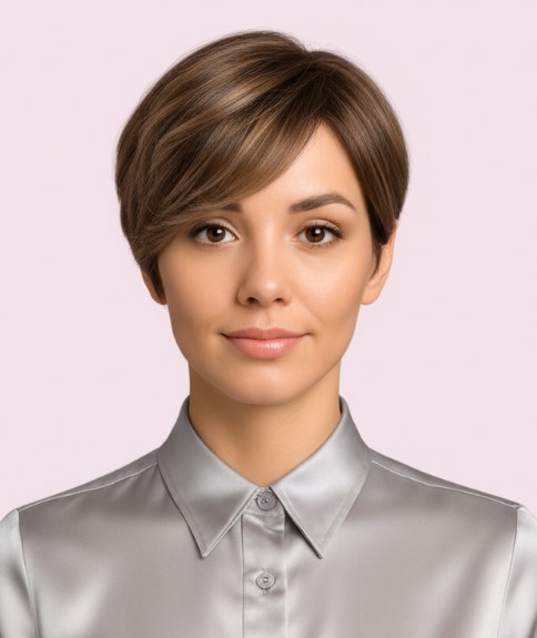 Coupe courte avec raie sur le c&ocirc;t&eacute; et asym&eacute;trie