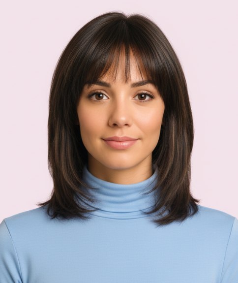 Coupe mi-longue avec d&eacute;grad&eacute; commen&ccedil;ant au niveau des pommettes