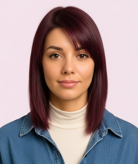 Coiffure mi-longue touchant les &eacute;paules