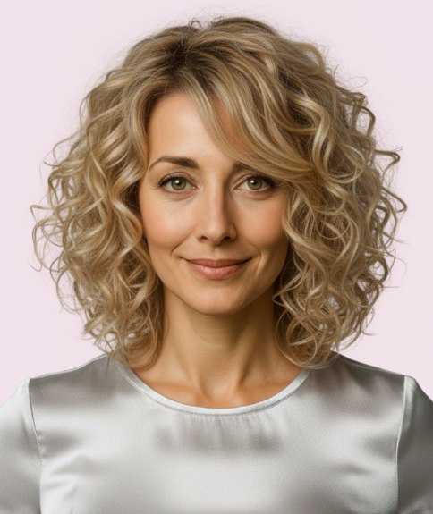 Coiffure romantique mi-longue avec d&eacute;grad&eacute; et boucles