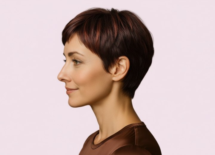 Coupe pixie avec dégradé – Vue de côté