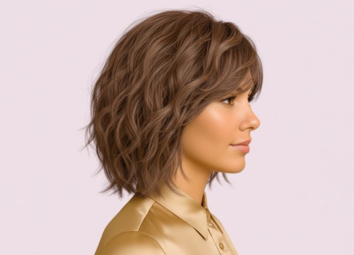 Coiffure mi-longue avec dégradé – Vue de côté