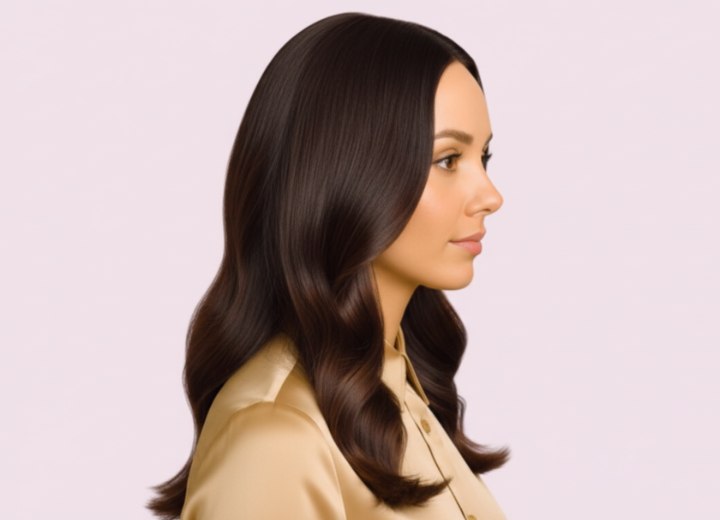 Style simple pour cheveux longs – Vue de côté