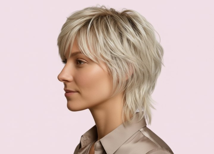 Cheveux mi-longs blonds avec d&eacute;grad&eacute; &ndash; Vue de c&ocirc;t&eacute;