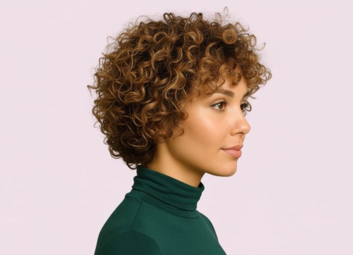 Coiffure courte boucl&eacute;e &ndash; Vue de c&ocirc;t&eacute;
