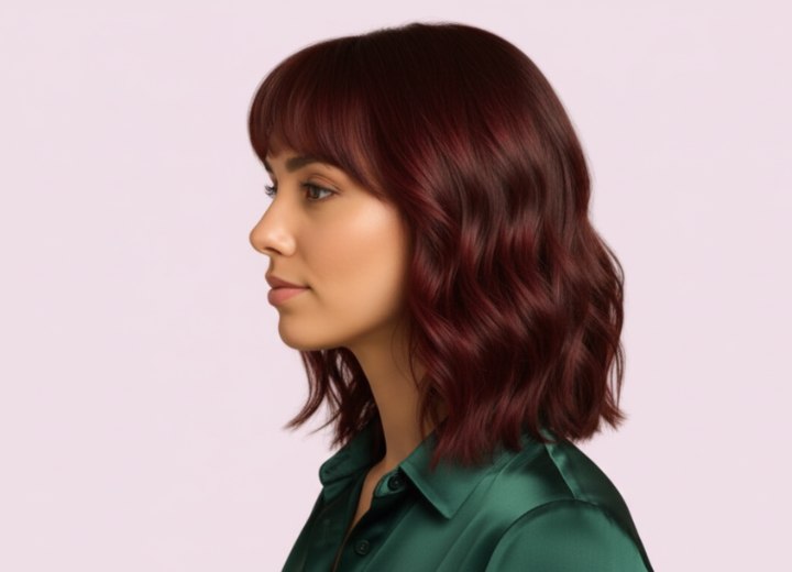 Carr&eacute; longueur &eacute;paules pour cheveux ondul&eacute;s &ndash; Vue de c&ocirc;t&eacute;