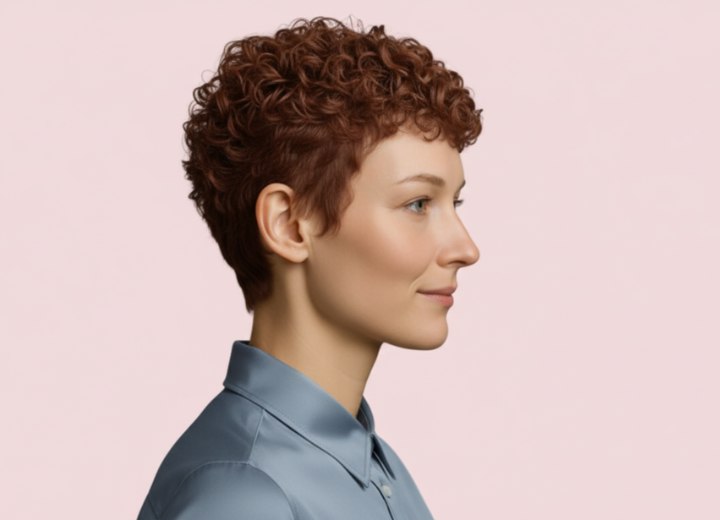 Coupe courte pour cheveux tr&egrave;s boucl&eacute;s &ndash; Vue de c&ocirc;t&eacute;