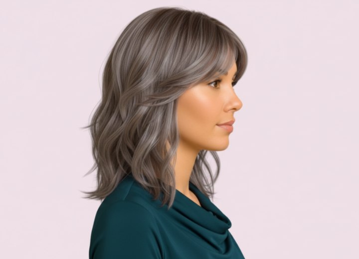 Cheveux longueur épaules avec dégradé – Vue de côté