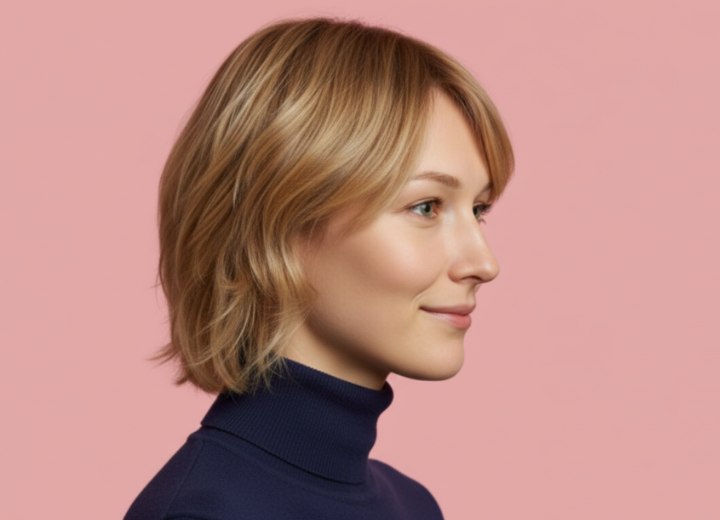 Coiffure juste sous le menton avec dégradés – Vue de côté