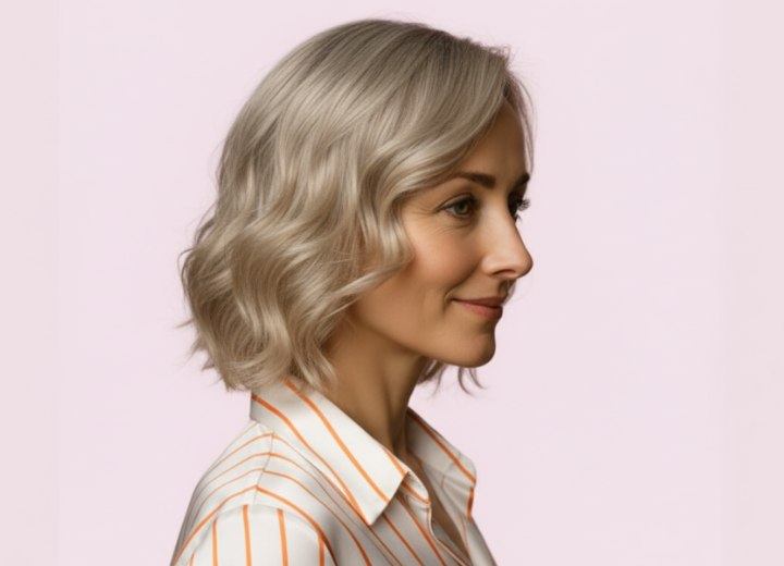 Cheveux mi-longs avec dégradé – Vue de côté