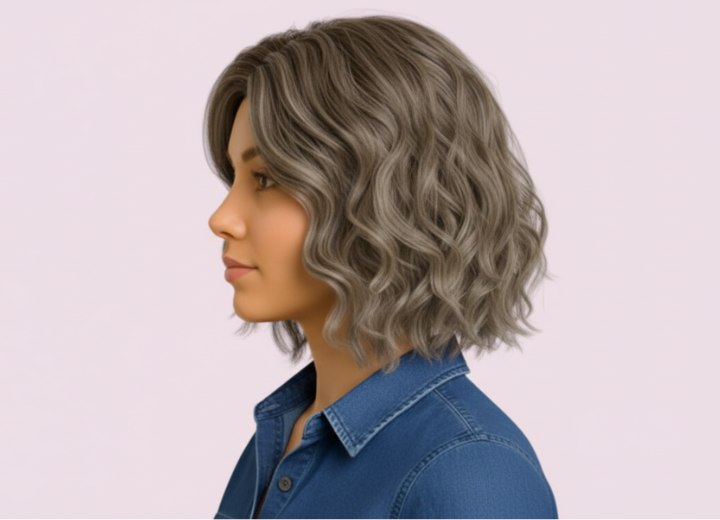 Cheveux féminins à l’allure naturelle – Vue de côté