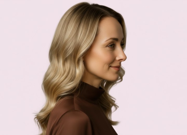 Cheveux longs avec ondulations naturelles &ndash; Vue de c&ocirc;t&eacute;