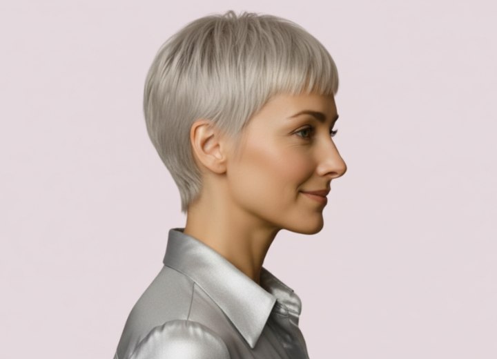 Cheveux courts &agrave; brillance naturelle