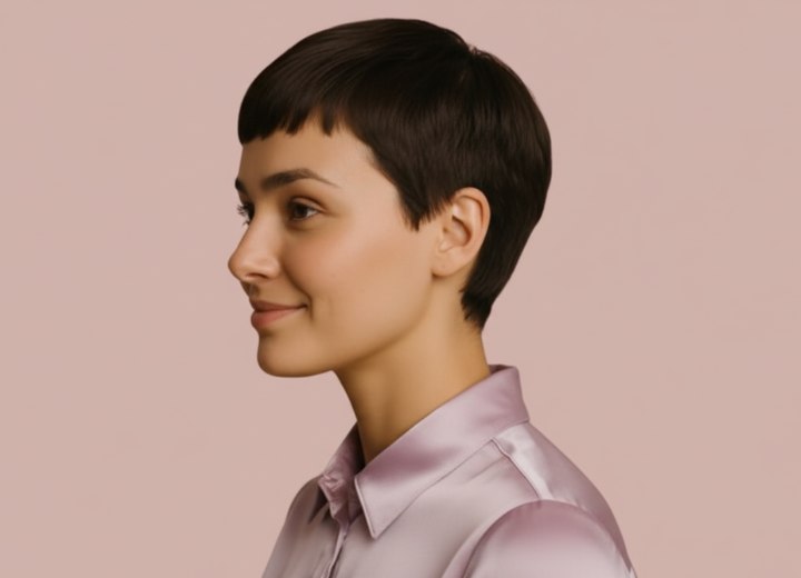 Cheveux courts élégants et raffinés – Vue de côté