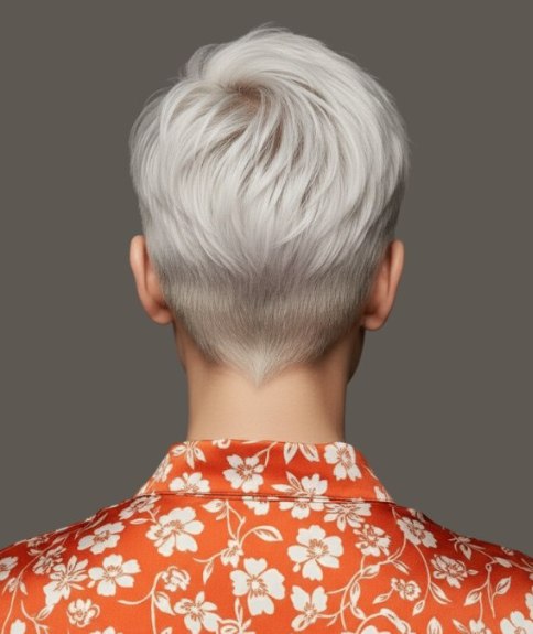 Coupe &agrave; la gar&ccedil;onne avec nuque et c&ocirc;t&eacute;s tr&egrave;s courts &ndash; Vue de dos