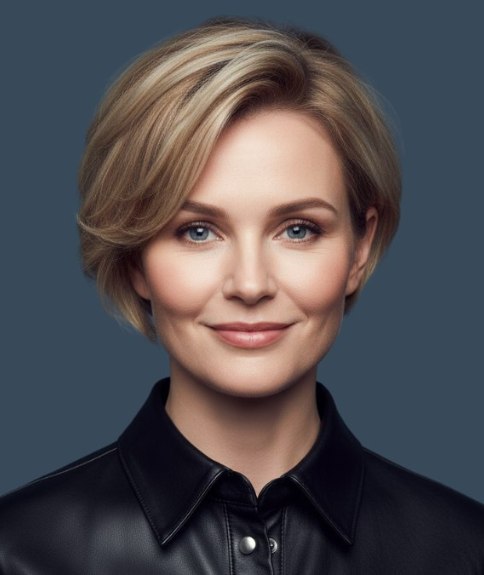 Coiffure courte flatteuse avec nuque courte