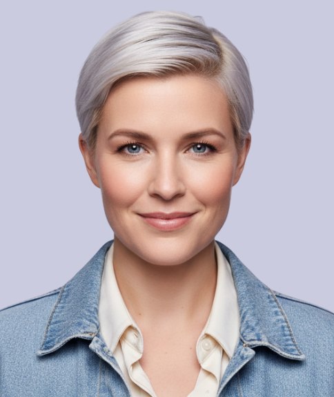 Coupe moderne pour cheveux gris argent&eacute;s courts