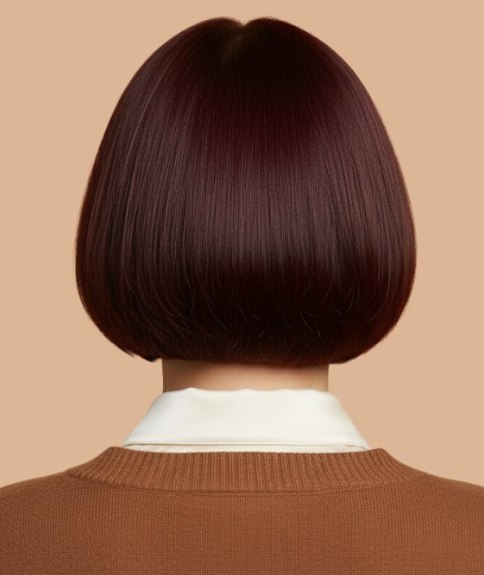 Carr&eacute; court pour cheveux bruns brillants &ndash; Vue de dos