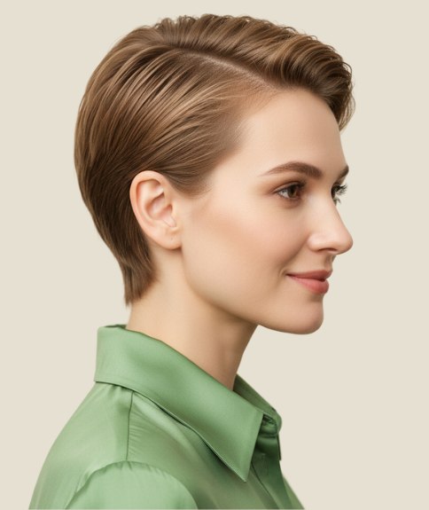 Coiffure courte et f&eacute;minine &ndash; Vue de profil