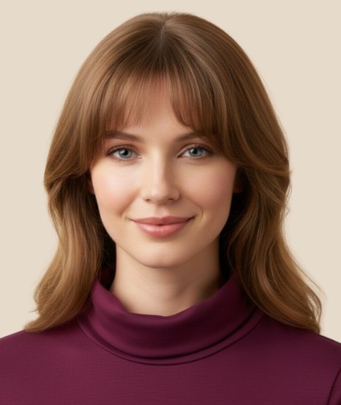 Cheveux longs avec une frange coup&eacute;e en effet rideau