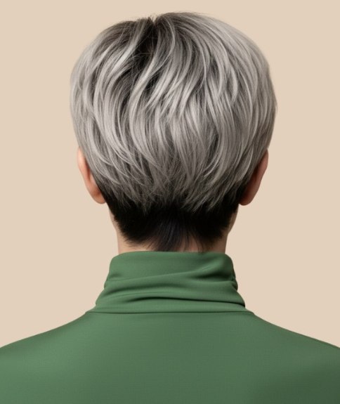 Cheveux courts dans une teinte grise moderne &ndash; Vue de dos