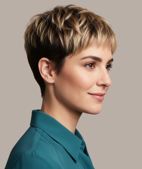 Belle coiffure courte d&eacute;grad&eacute;e &ndash; Vue de profil