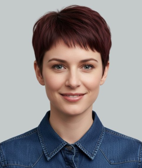 Coupe &agrave; la gar&ccedil;onne brun chocolat avec frange courte