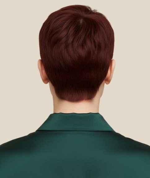 Cheveux courts brun acajou &ndash; Vue de dos