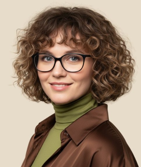 Carr&eacute; mi-long boucl&eacute; avec frange