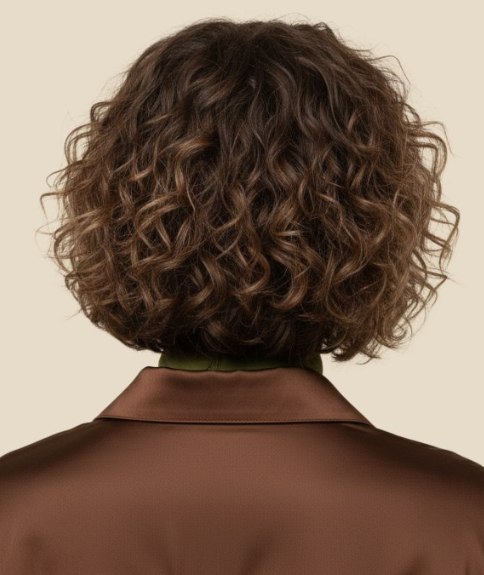 Carr&eacute; boucl&eacute; coup&eacute; juste au-dessus du col &ndash; Vue de dos