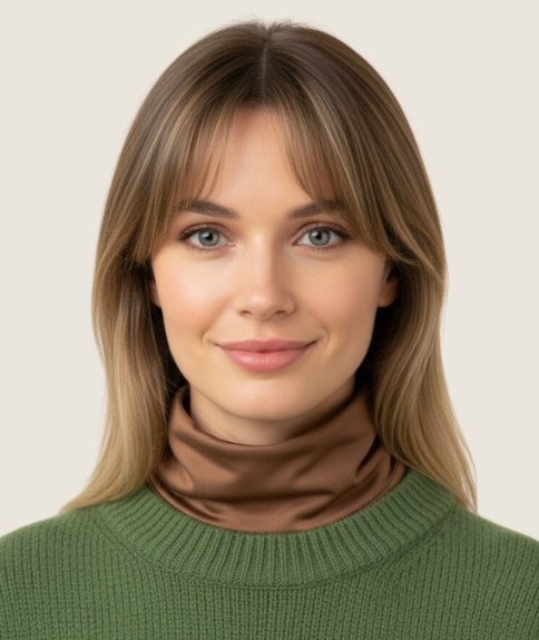 Cheveux longs et lisses avec raie au milieu et m&egrave;ches encadrant le visage