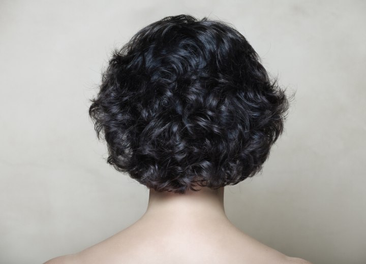 black curly hair from the back