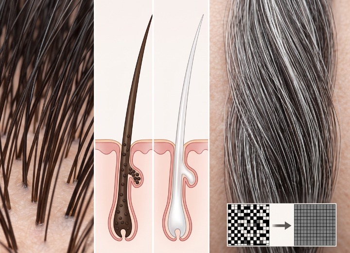 The visual illusion of gray hair