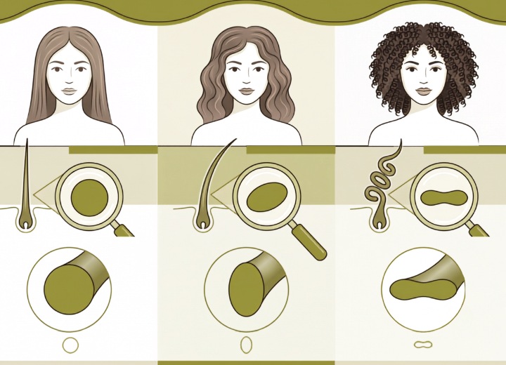 The different, possible cross-sections of a hair