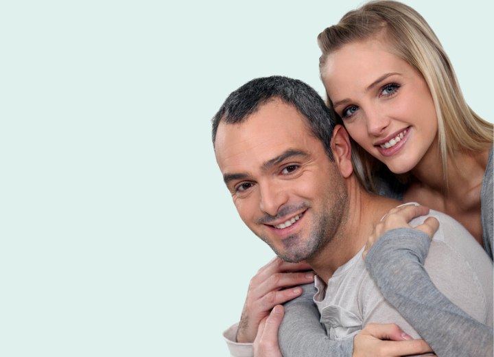 Couple with modern hairstyles