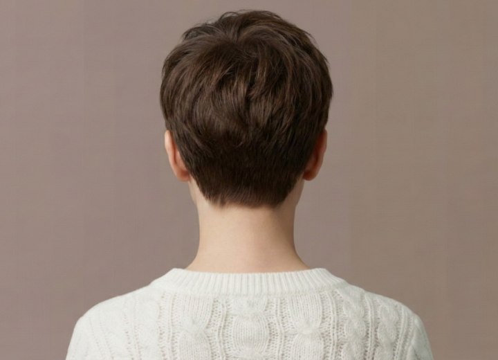 Back view of a freshly cut pixie