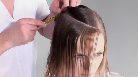 Cut an A-line bob - Top of the head area