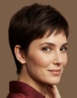 Brown pixie cut