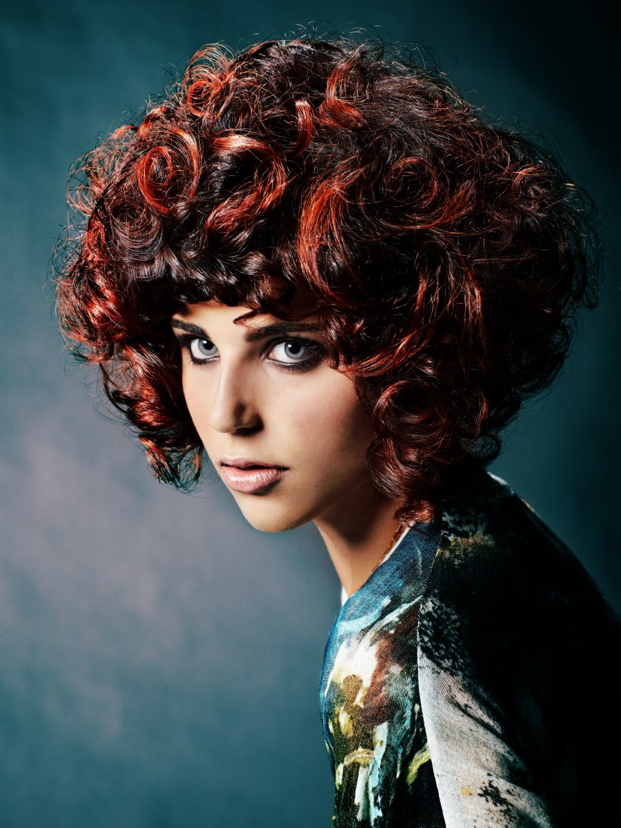 Hair styles for men and women, with curls and rich hair colors