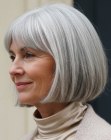 Chin-length bob for gray hair